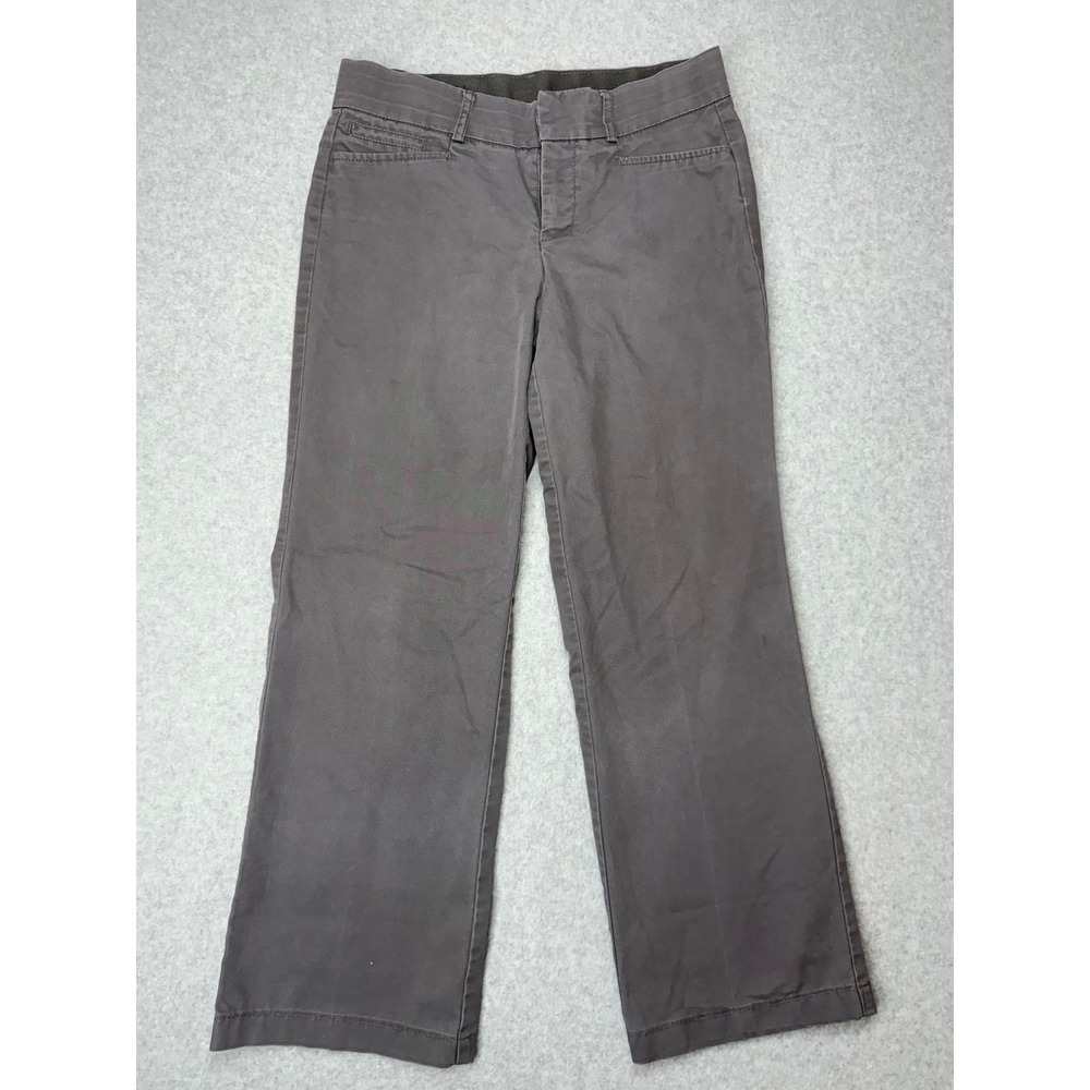 Dockers Women Gray Stretch Flat Front Wide Leg Cropped Pants Size M‎